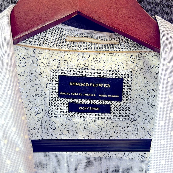 Denim & Flowers Men's long sleeve dress shirt - Picture 3 of 7